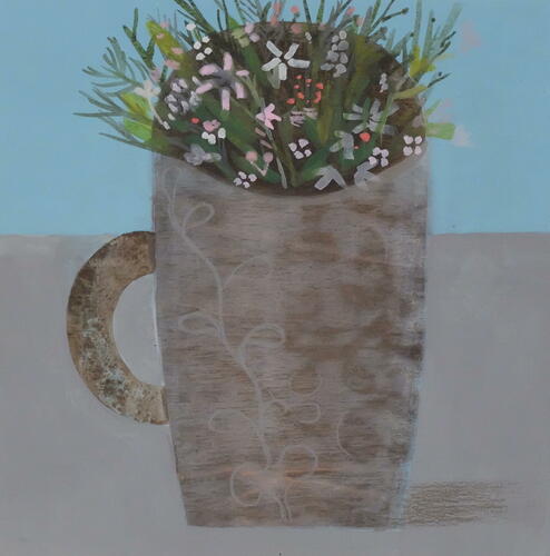 Grey vase with flowers