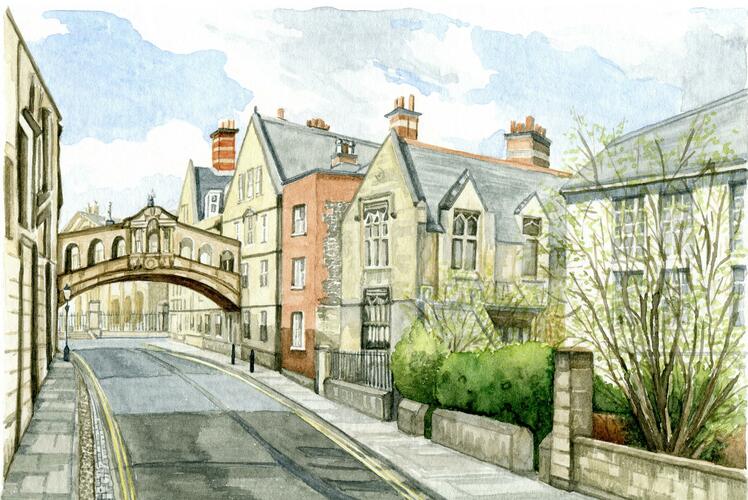Hertford Bridge from New College Lane, Oxford. Watercolour