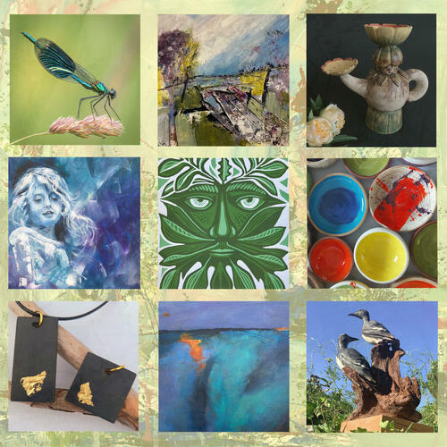 an exciting group of mixed artist -painters ,photographer, potters, sculptor, jeweller, lino artist,