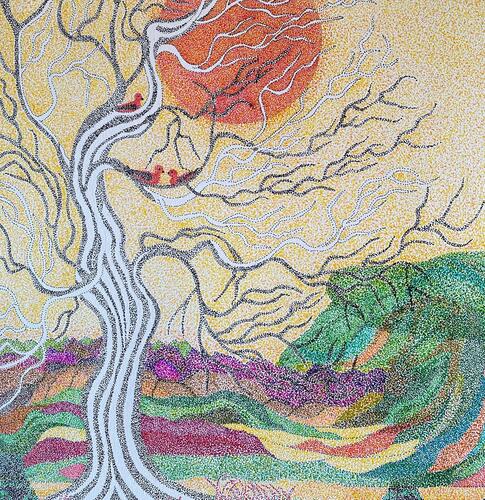 Patricia's unique and sensitive work as a pointillist is inspired by the abundance of nature that surrounds her and her spiritual connection to trees and the moon. Her work has been commissioned in the UK and USA. 