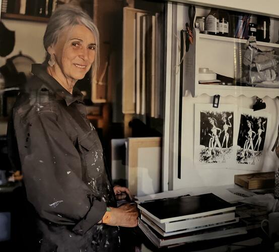 Anthea Richards, the artist, in her studio