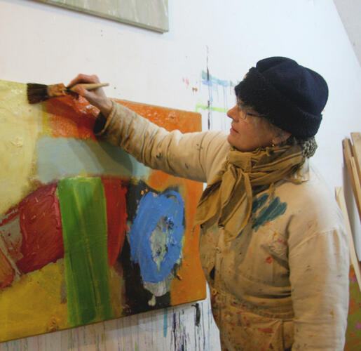 Belinda Ellis working in her studio