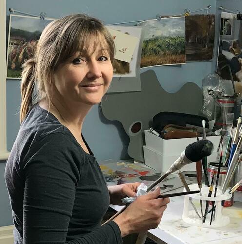 Caroline Moore. artist in studio