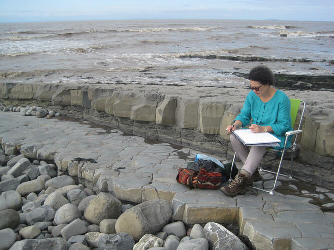 Christine Bass drawing at East Quantoxhead Somerset