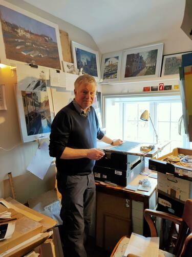 Dave Watts in his studio in Lower Heyford