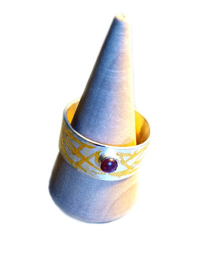 Silver and Keum Boo ring with garnet
