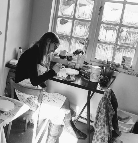 Laura Murphy working in her studio