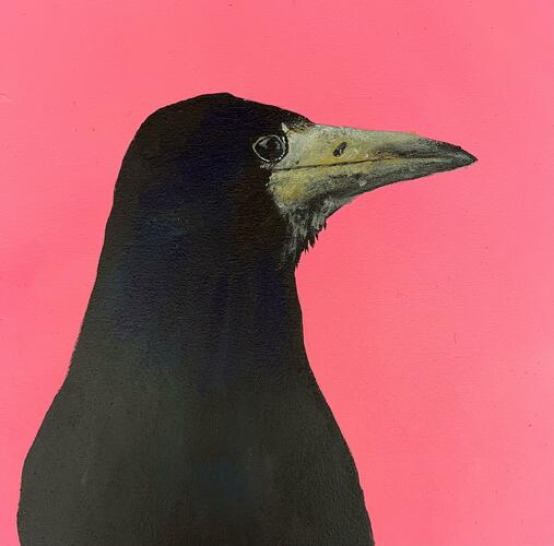 Pink rook painting by Anna Lockwood 