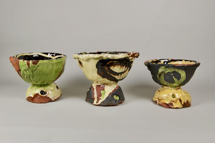 Three slip decorated bowls
