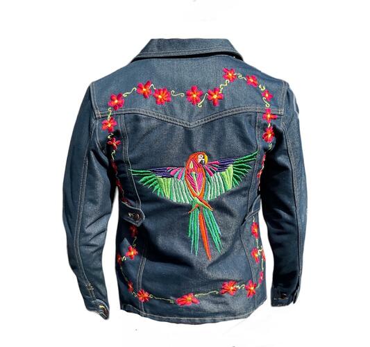 Embroidered Parrot and Flowers Jacket