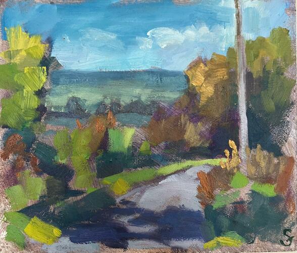 Road Autumn afternoon. oil on board.