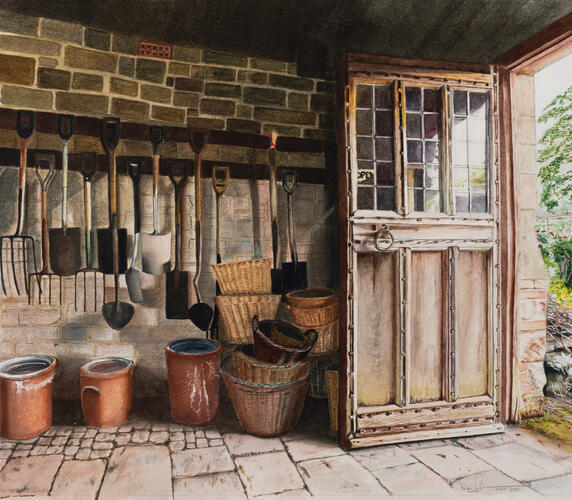 Potting shed - open - watercolour