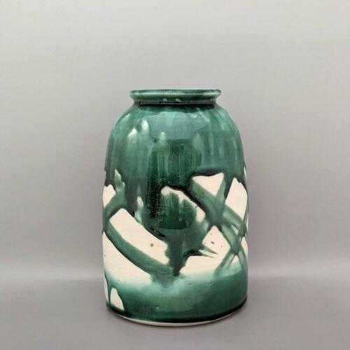 large green porcelain tsubo vase 