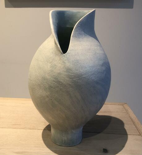 Stoneware ceramic vase with colour slip and glaze 