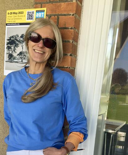 Emma Coleman-jones at her Artweeks venue, University parks cricket pavilion