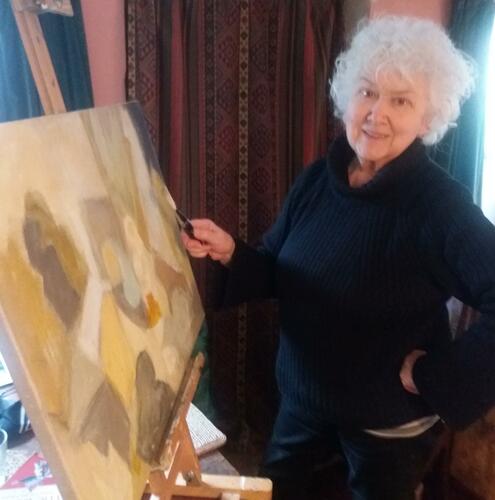 Jackie Bradley enjoying painting