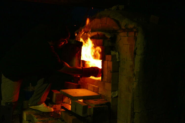 Reduction Firing of The Wood Kiln At Oxford Kilns.