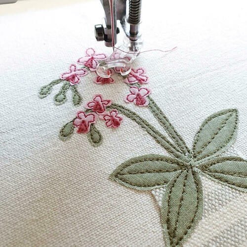Freehand Machine Embroidered Orchid