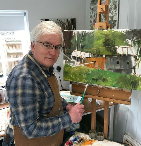 Paul at work in his studio in Crowmarsh Gifford