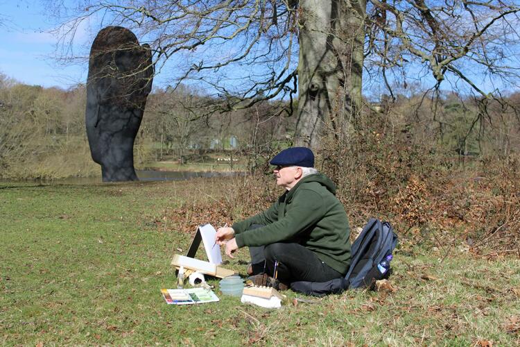 Initial sketching for 'en plein air' at the Yorkshire Sculpture Park