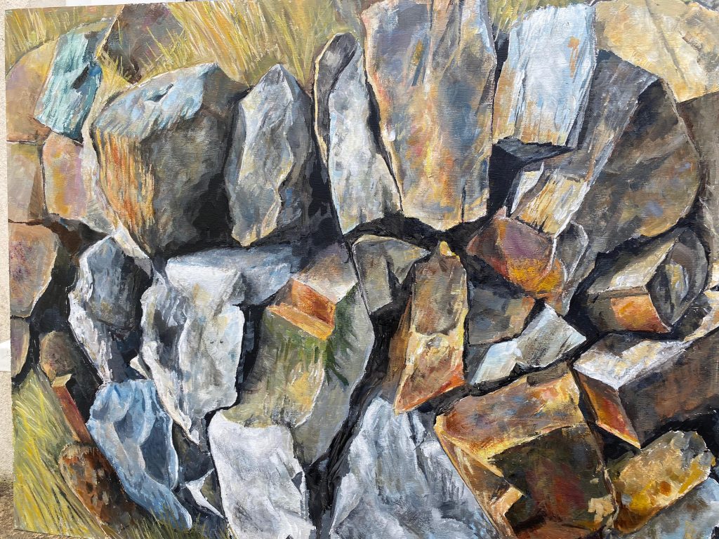 More a pile than a wall, holding a garden