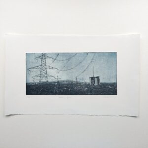 Kat Foxhall OPC: Dreaming Spires etching showing the deckled edge of the printing paper