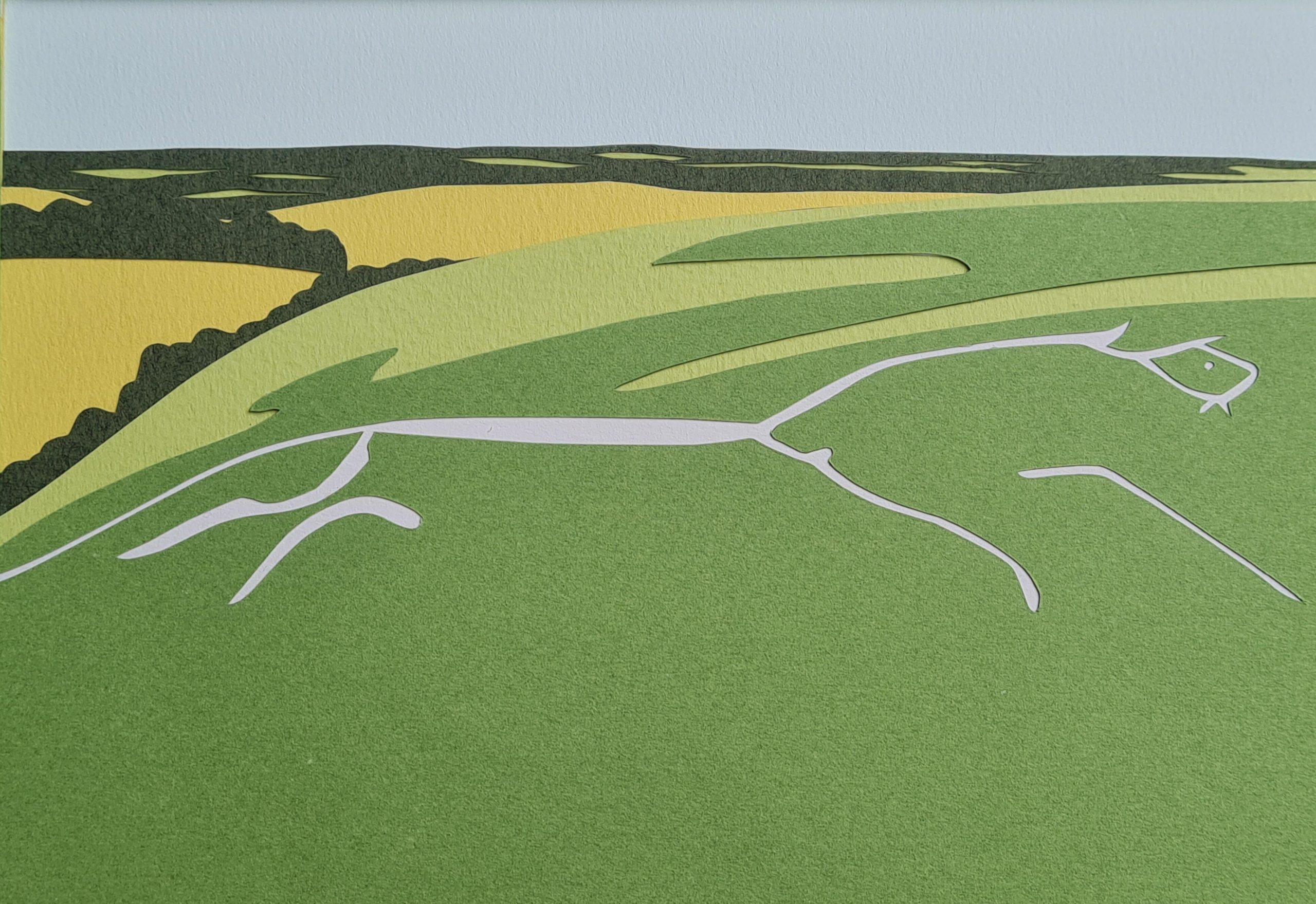 Kate Hipkiss OAS, OCG: The White Horse, handcut layered paper