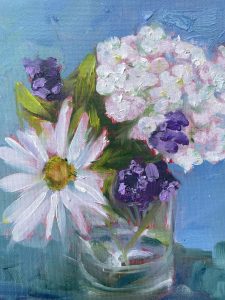 Amanda J Bond: HYDRANGEA, oil on board, 15 x 15 cos