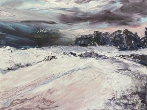 Amanda J Bond: Stormy sea, oil on deep canvas, 40 x 30 cos