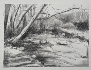 Amanda J Bond: Overhang , pencil study, 15 x 11cms