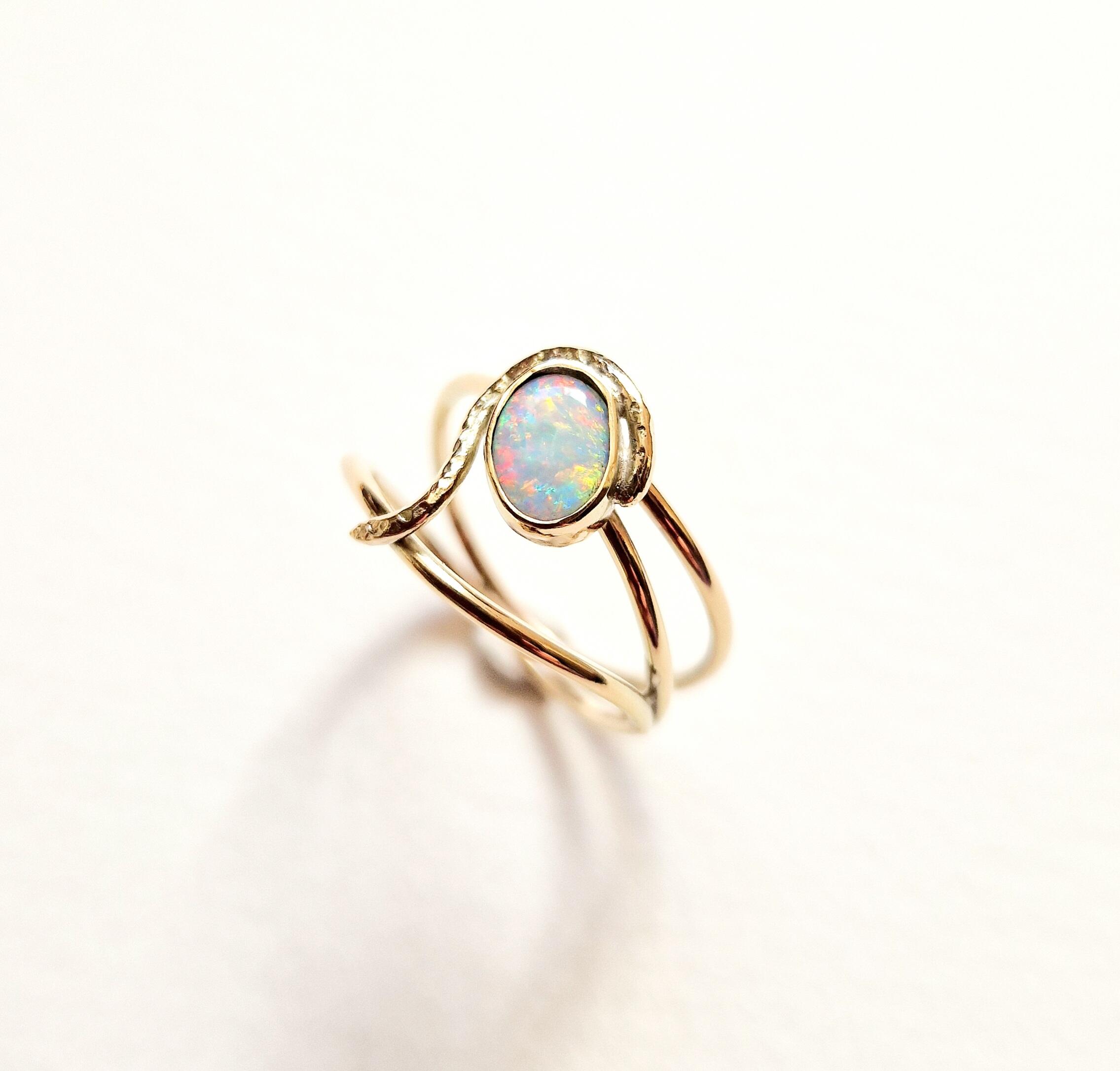 Chloe Romanos WOA: 'Swan' Ring, gold ring with opal, Chloe Romanos