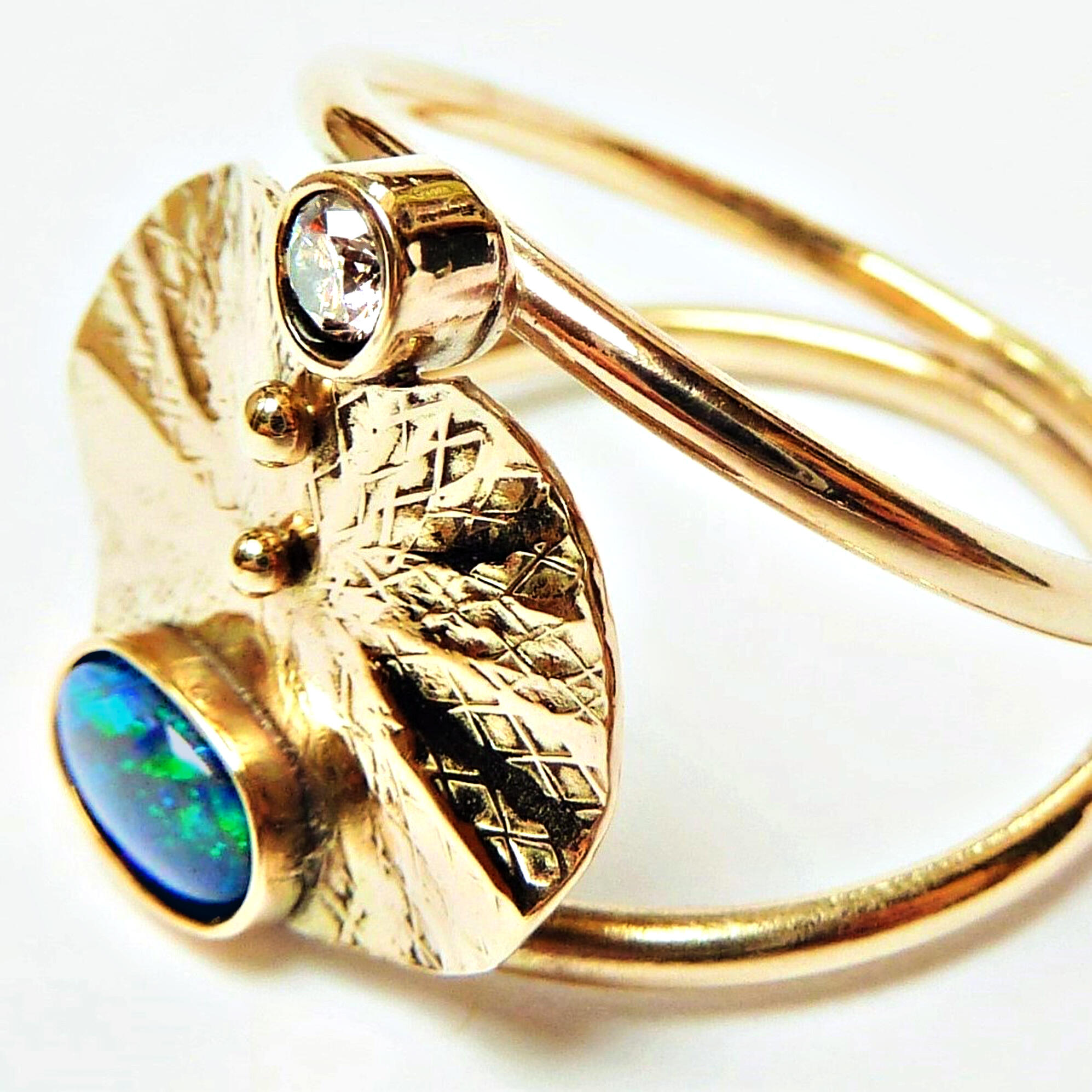 Chloe Romanos WOA: 'Mycenae' Ring, 9ct gold, opal, diamond, Chloe Romanos