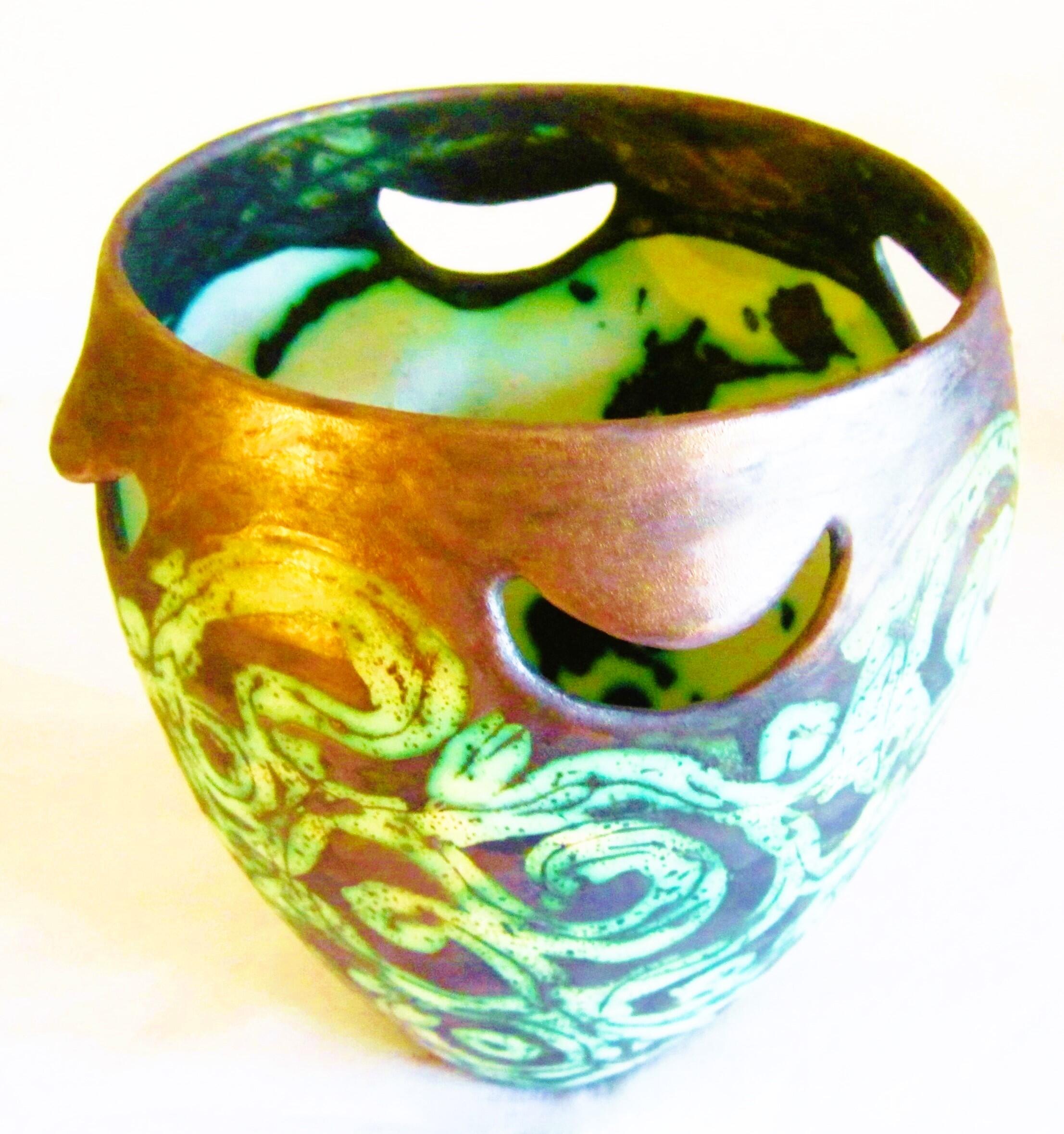 Hannelore Meinhold-Morgan OCG: Coppered Handled Vase HMM