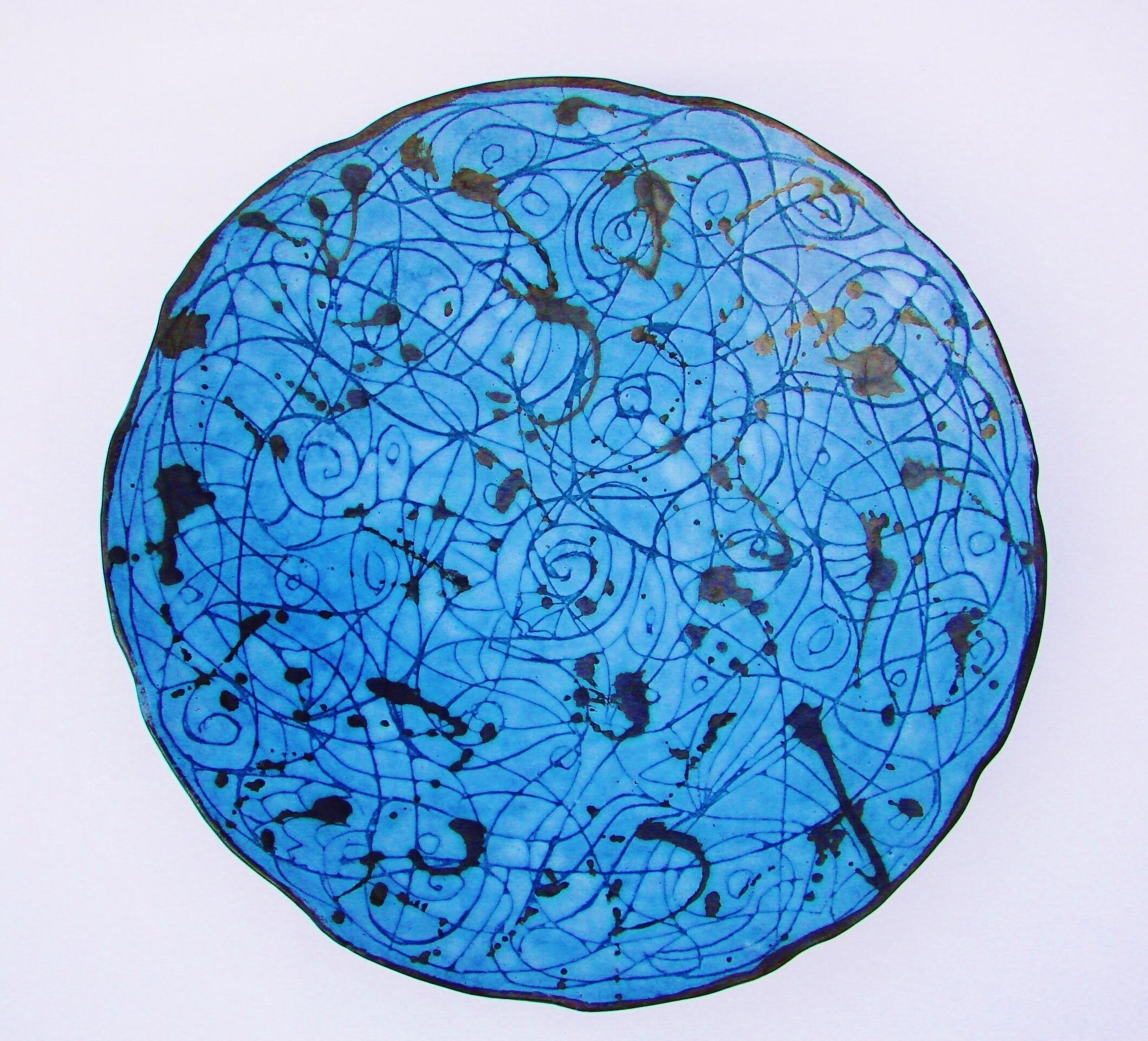Hannelore Meinhold-Morgan OCG: Large Persian Blue Sgraffito Platter HMM