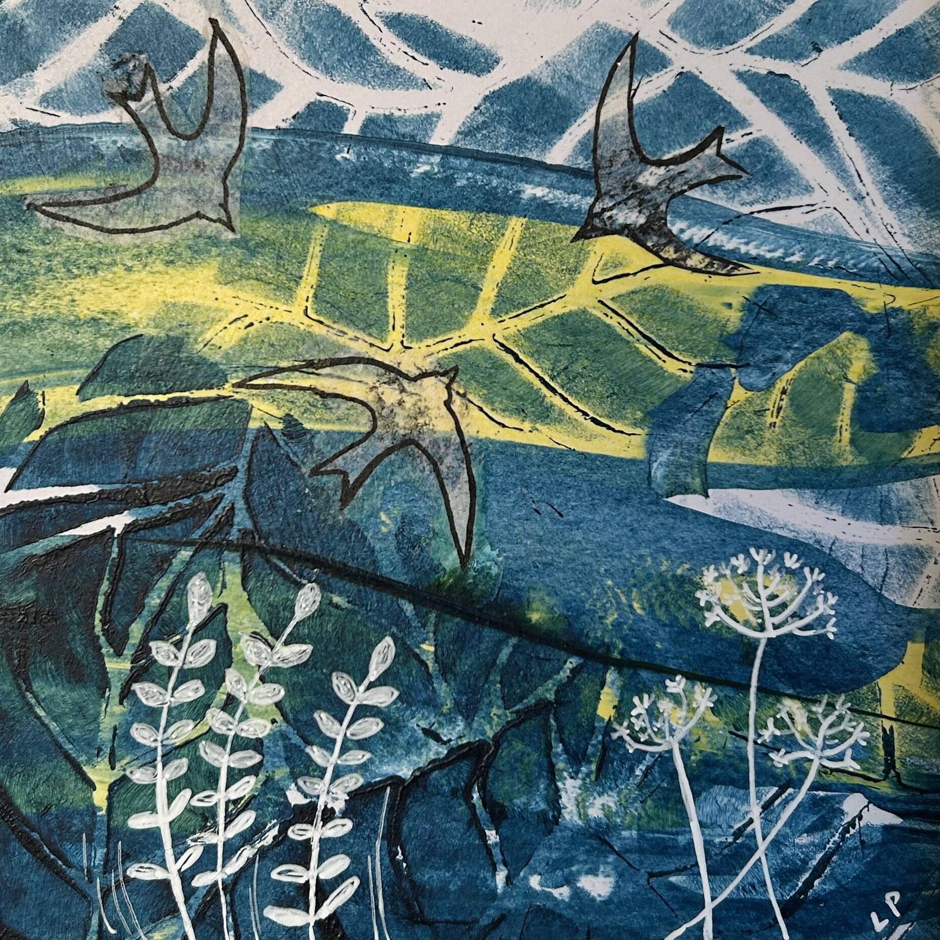 Lynn Pilgrim: collage called summer visitors