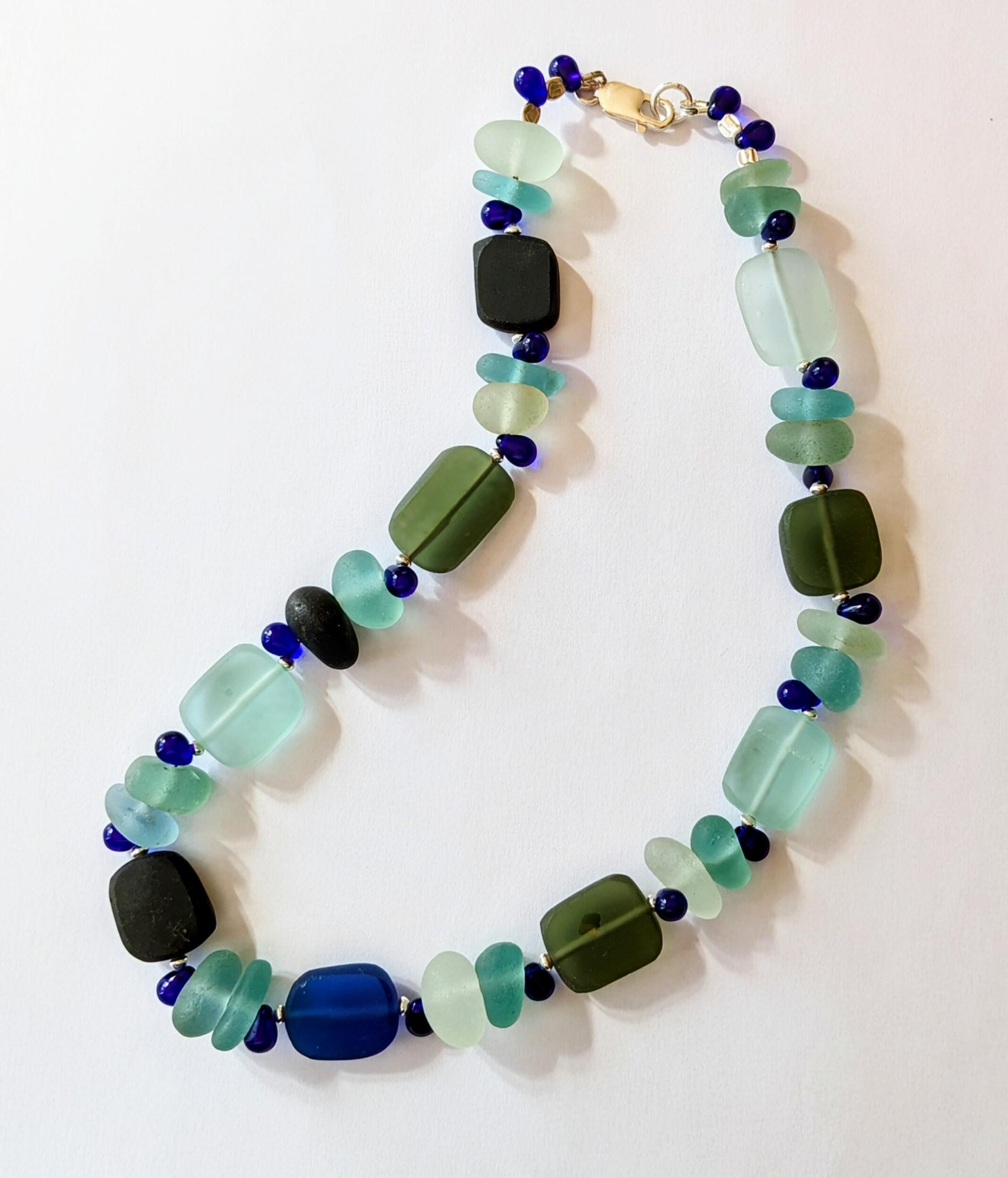 Jane Hainsworth: Sea glass necklace with silver