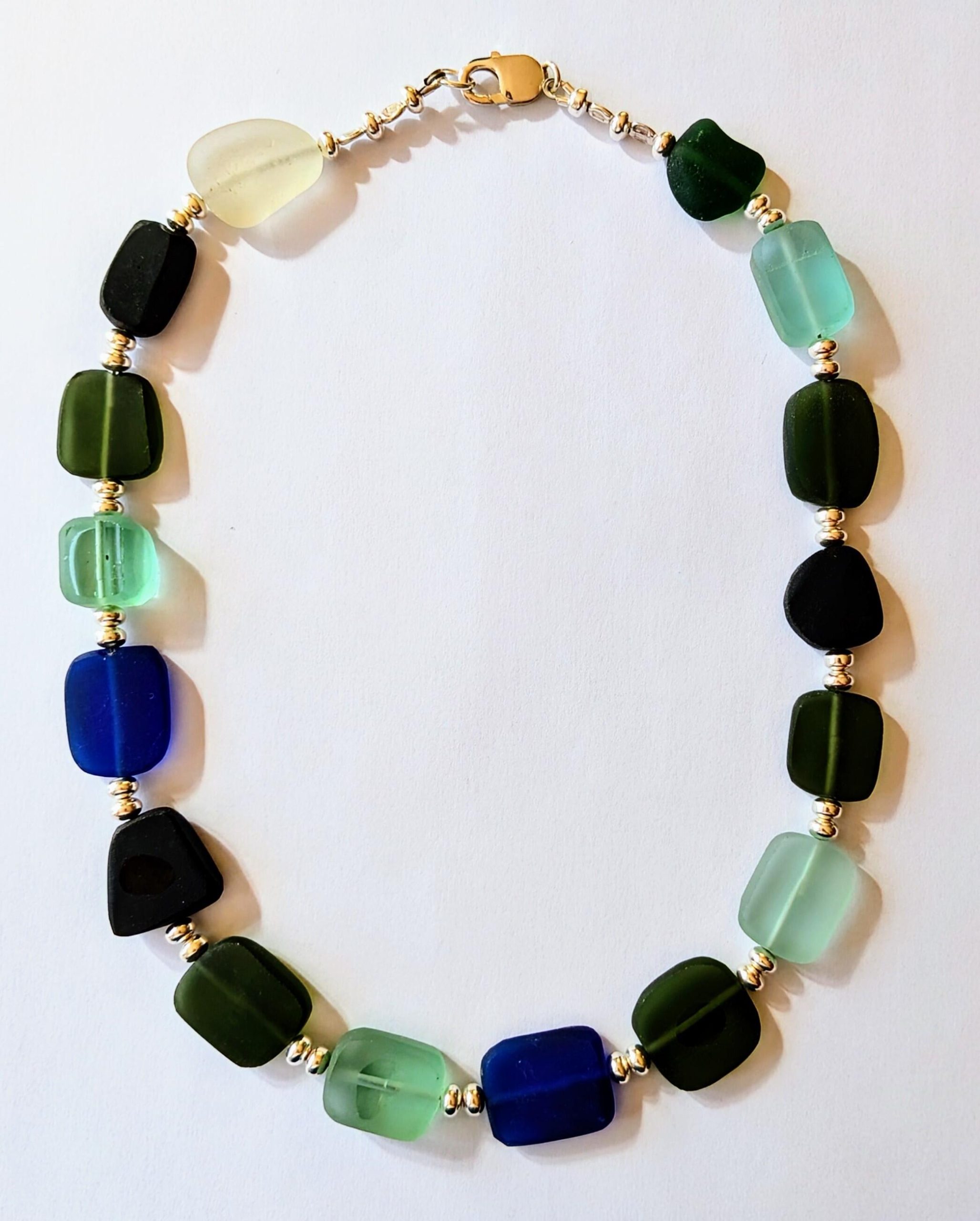 Jane Hainsworth: Sea glass necklace with silver