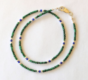 Jane Hainsworth: Malachite, lapis & silver necklacce