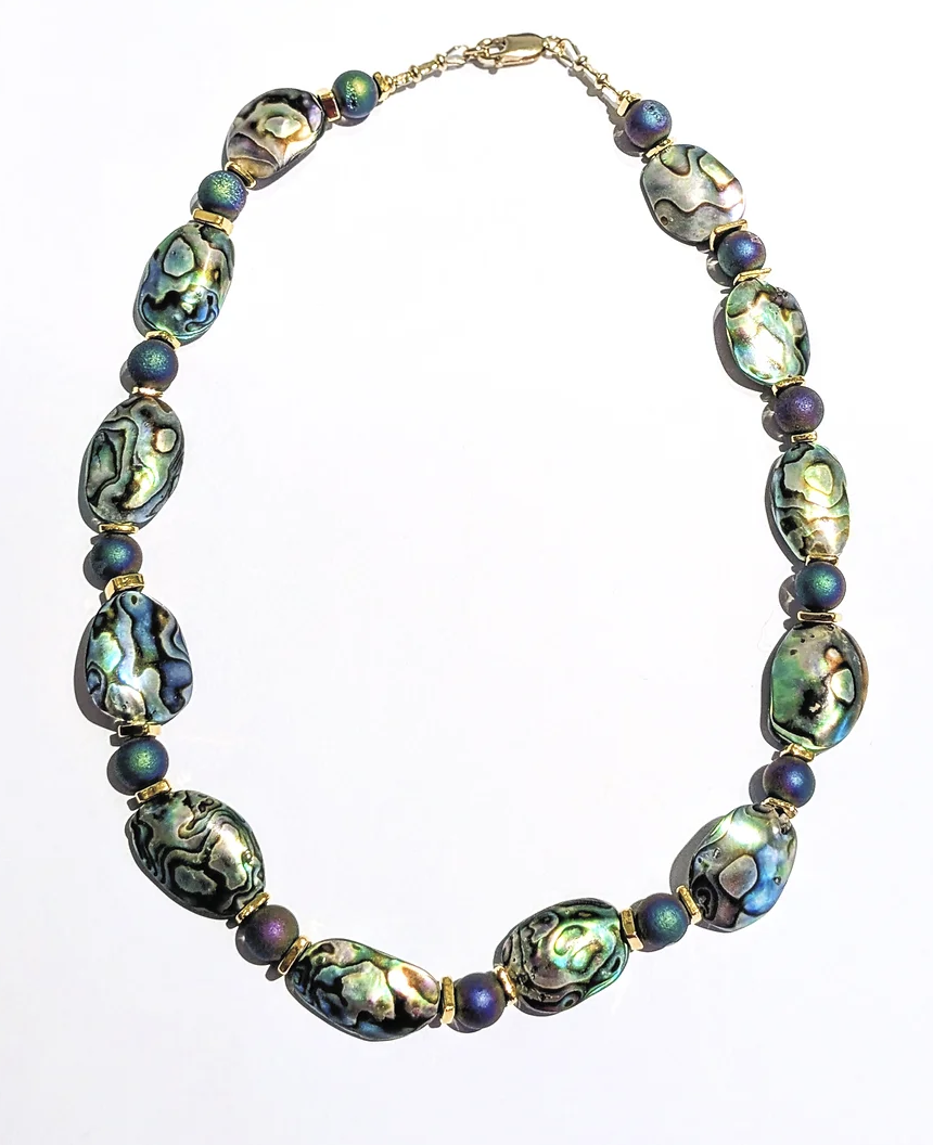 Jane Hainsworth: Abalone, druzy & gold filled beads & clasp