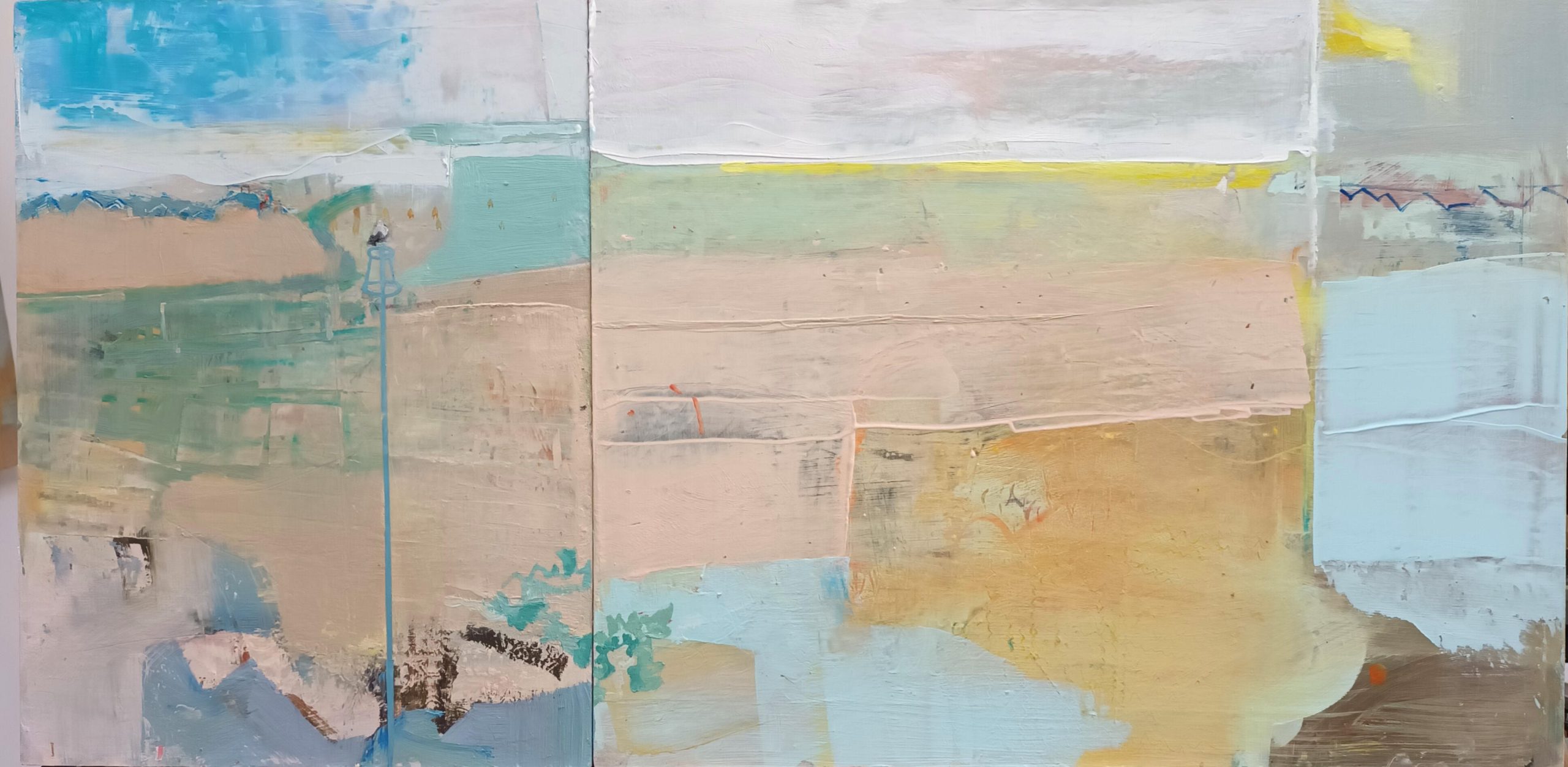 Jane Strother OAS: The Strand, One Day, oil on board