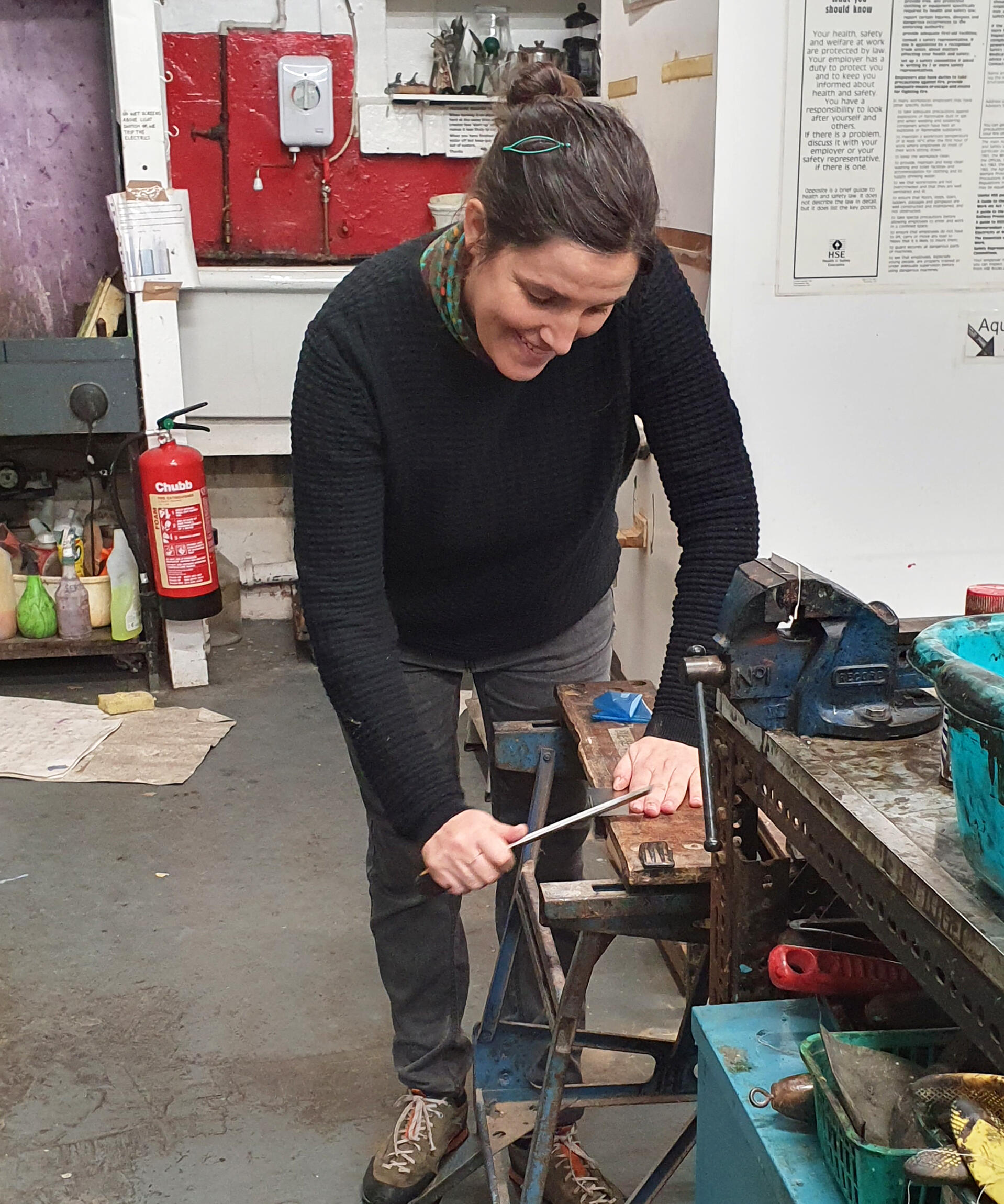 Oxford Printmakers: Neus filing a plate