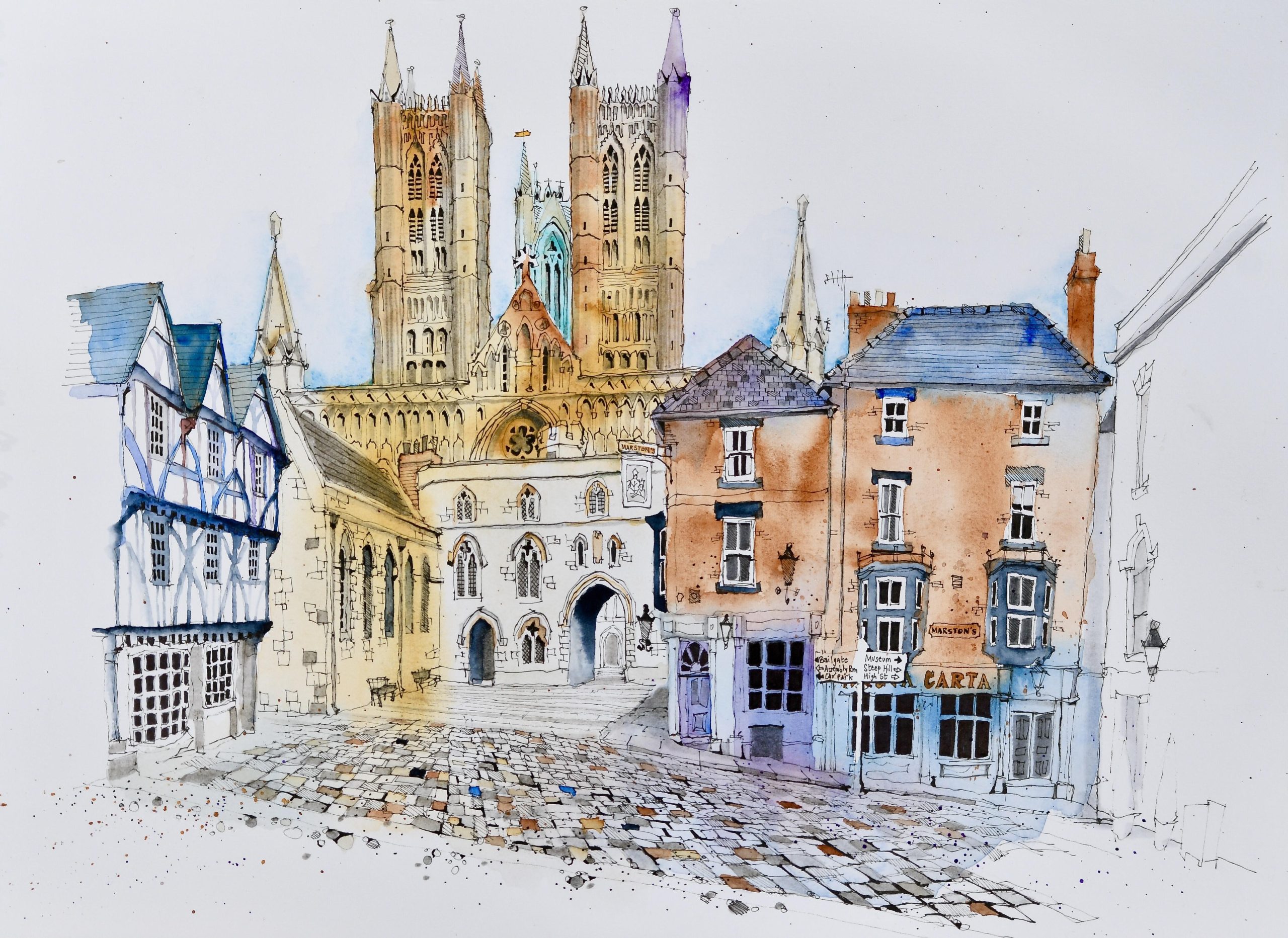 Paul Tomlinson OAS: Lincoln Cathedral (West Elevation from Castle Hill) (2025)