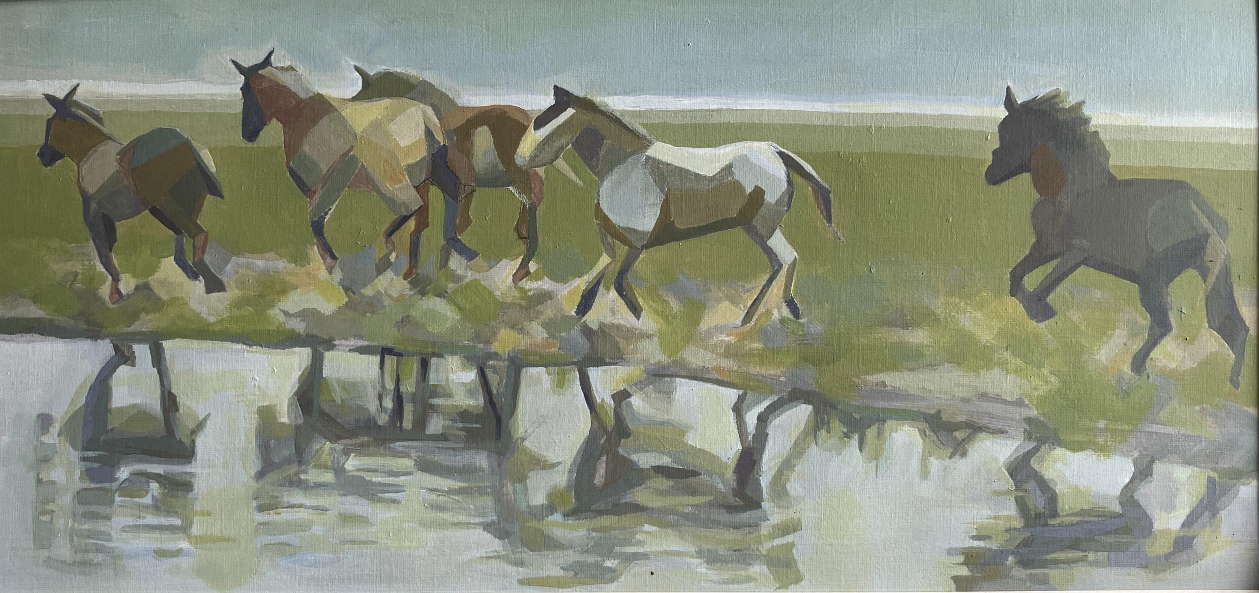 Deborah Williams OAS: Portmeadow Ponies (acrylic)