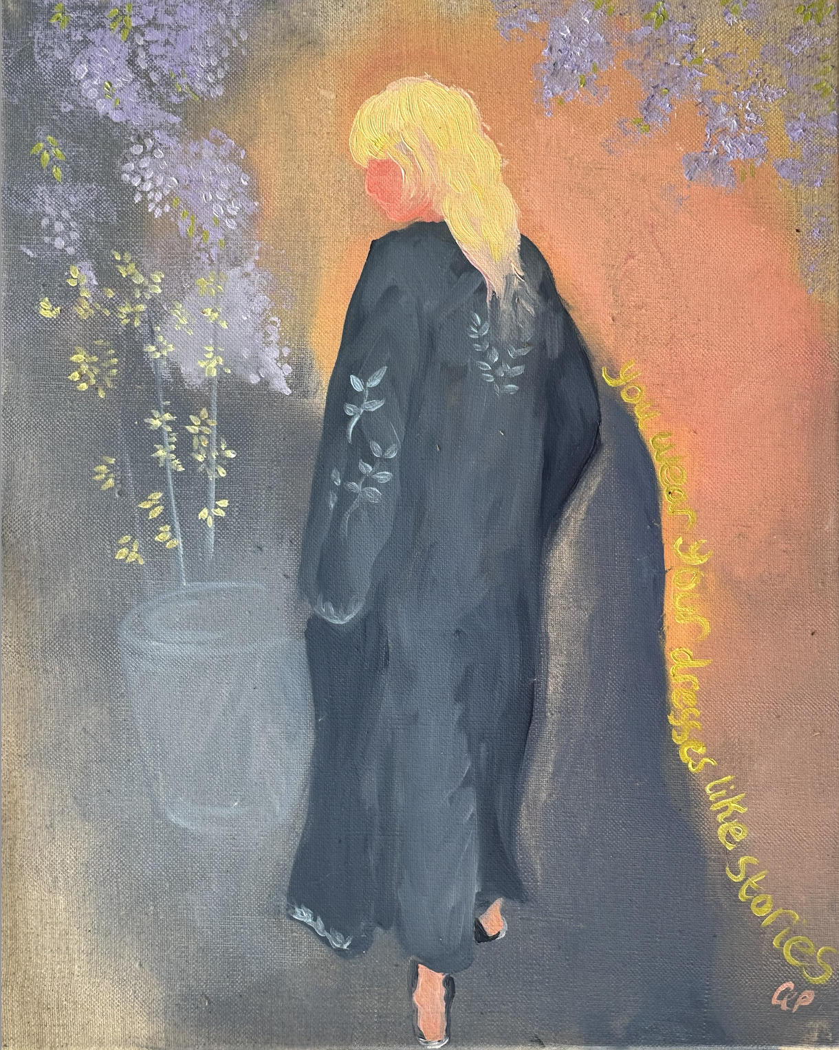 Caroline Parkes: YOU WEAR YOUR DRESSES LIKE STORIES This portrait of Nina of Woodstock, wearing a dress by Louisa Maybury, will be displayed in Louisa Maybury, Woodstock, as part of the Artists in Woodstock windows art trail.