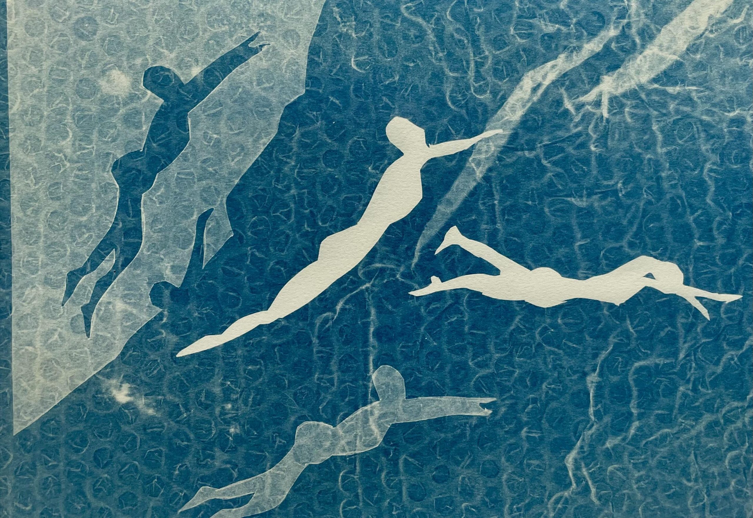 Jude Sanders SOA: Swimmers, a cyanotype print
