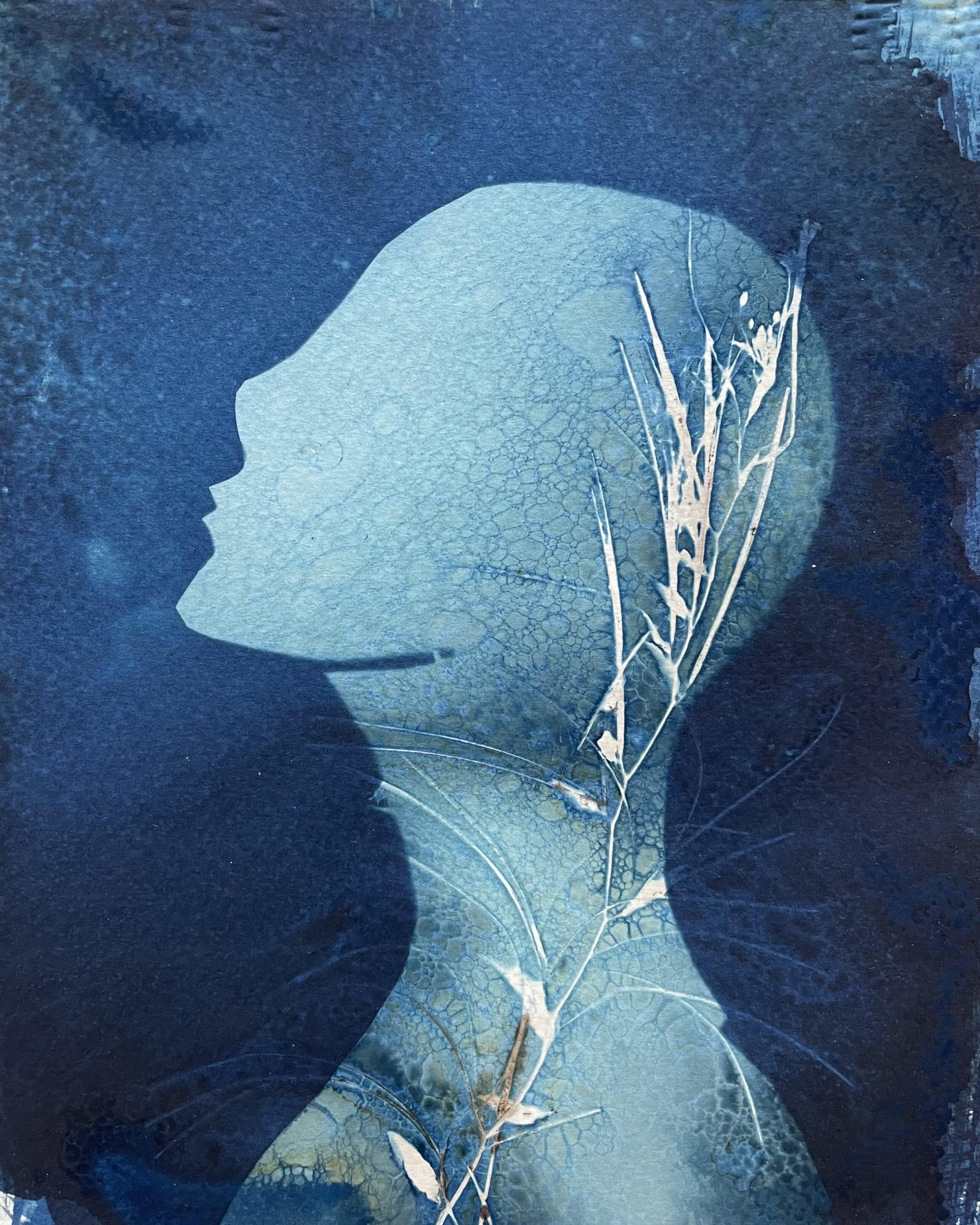 Jude Sanders SOA: Towards the Sun, layered wet cyanotype, double exposure
