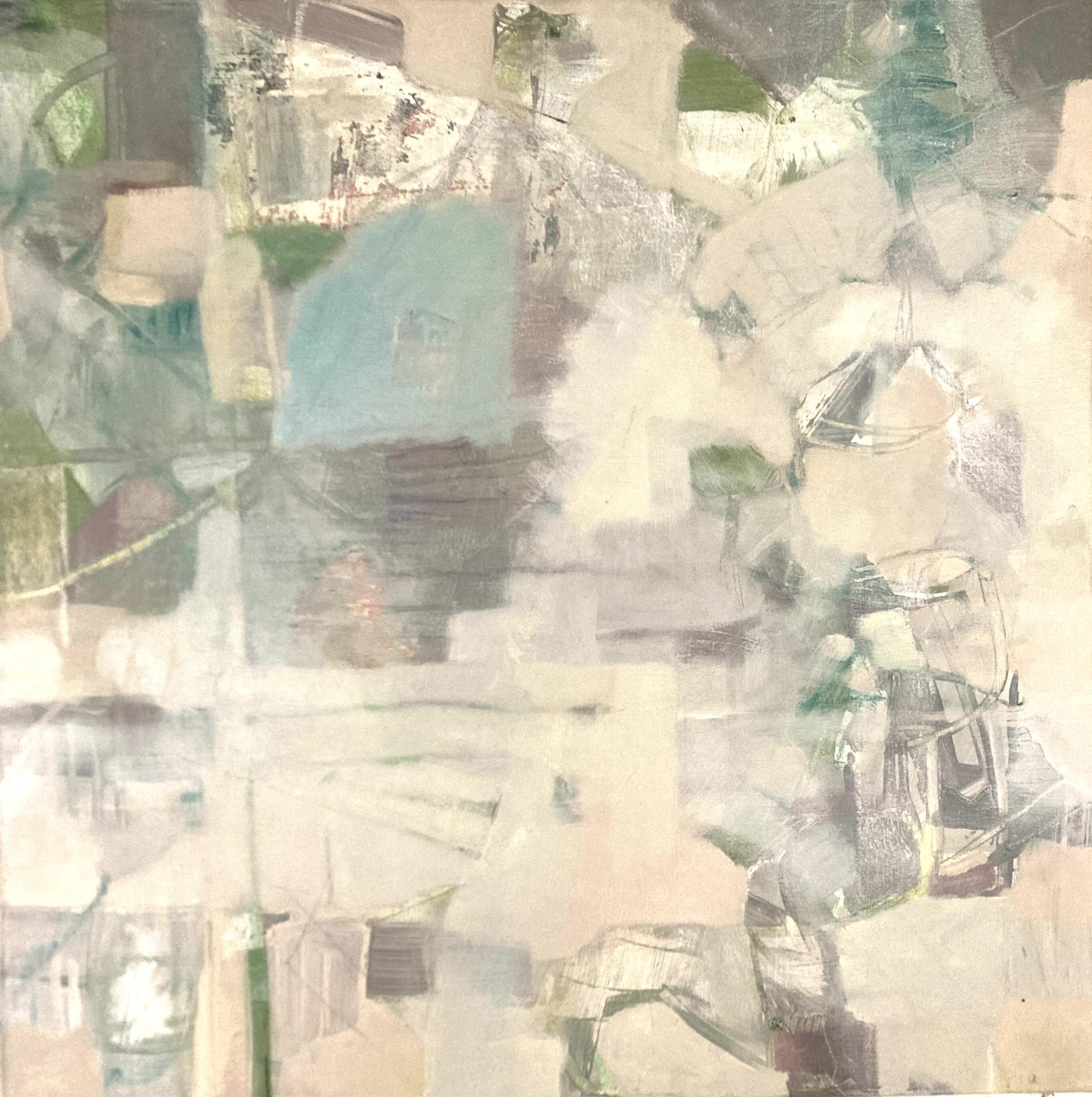 Julia Simmons: Overview oil on canvas £300 62 x 62 cm, framed