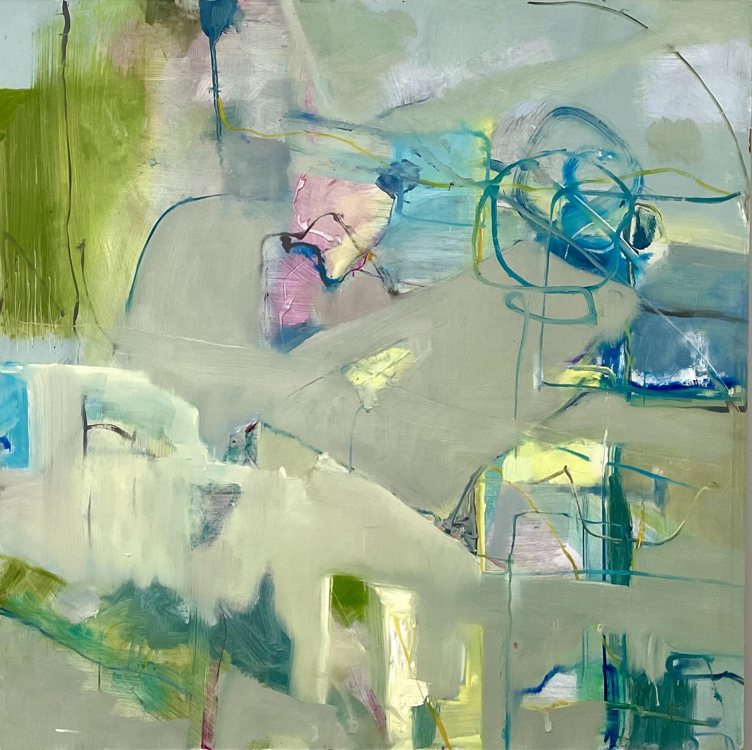 Julia Simmons: August, The Border 3 oil on board £400 60 x 60 cm, framed
