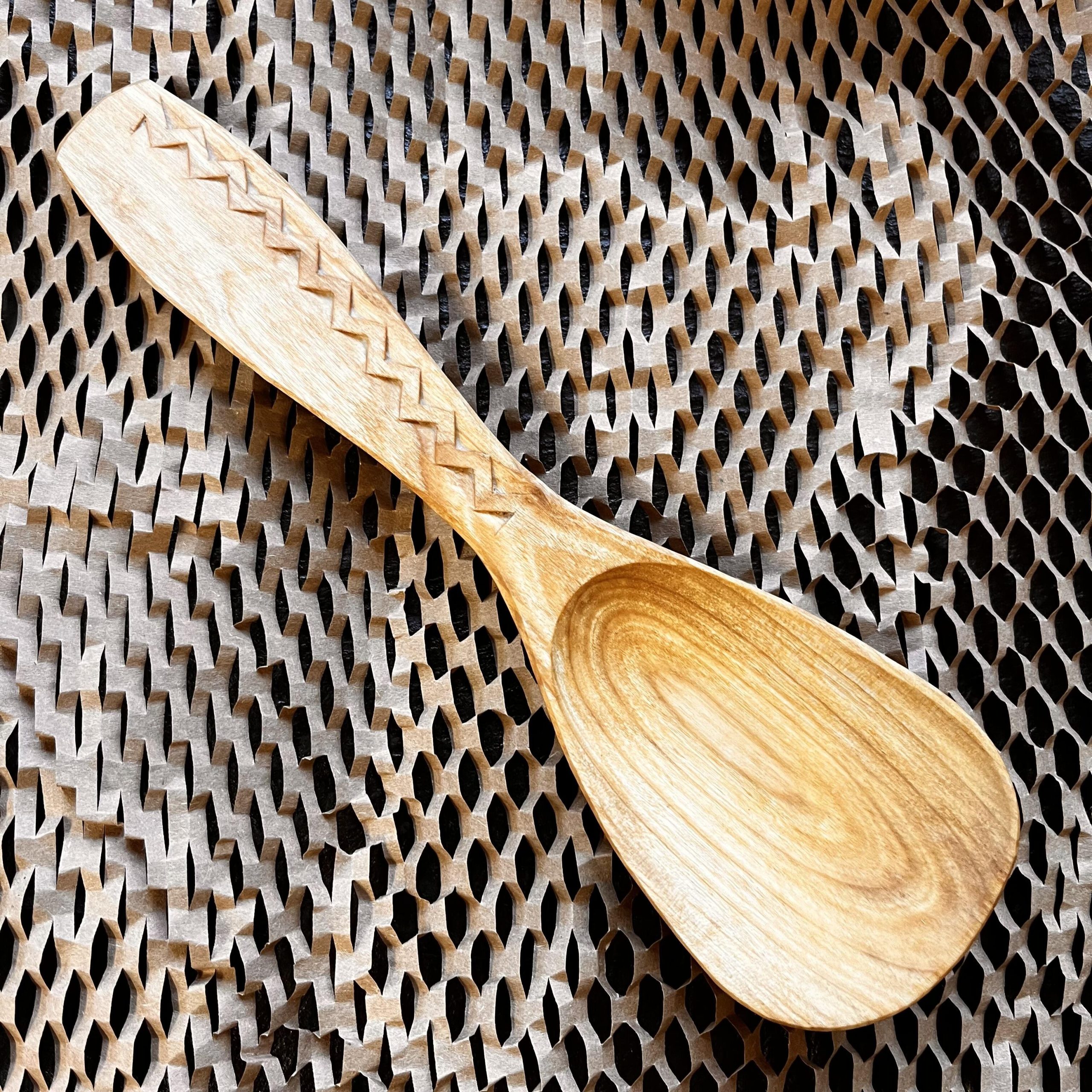 Martin Damen: Cherry Serving Spoon with chip-carved Handle..