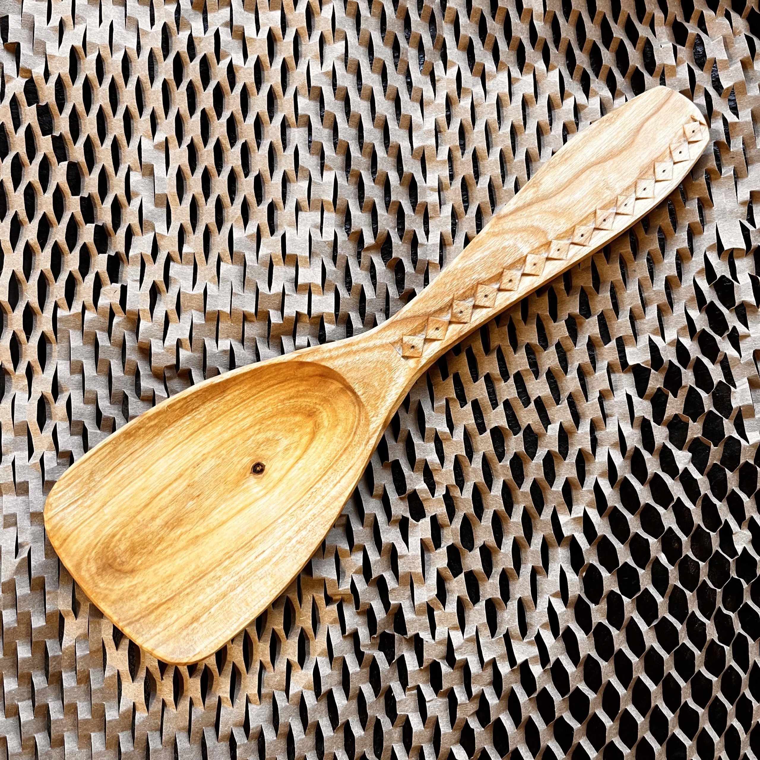 Martin Damen: Cherry Serving Spoon with Chip-carved Handle.